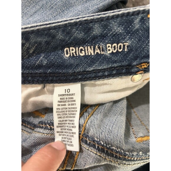 American Eagle Jeans Y2K Original Boot Low Rise Denim Jeans Distress Size 10 - Picture 5 of 10